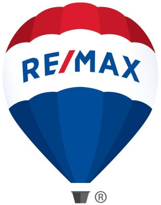 A Real Estate Company logo that looks like a Air Ballon red at the top, name in the middle and bottom is blue
